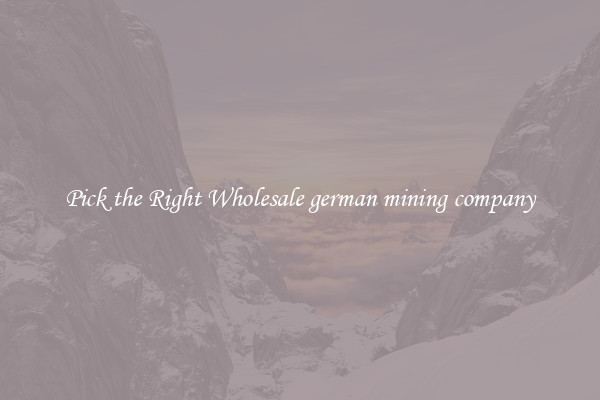 Pick the Right Wholesale german mining company