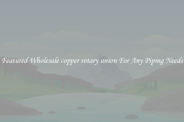 Featured Wholesale copper rotary union For Any Piping Needs