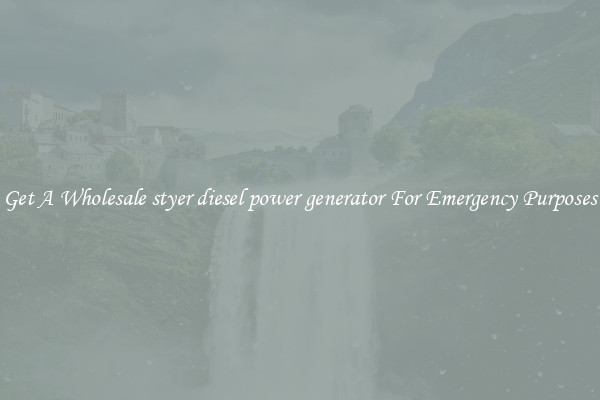 Get A Wholesale styer diesel power generator For Emergency Purposes